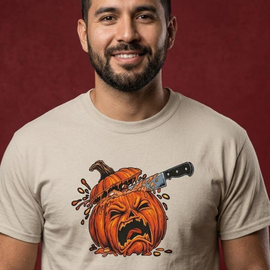 Agony Pumpkin Horror T-Shirt sand