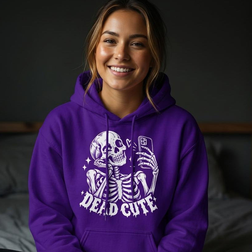 Dead Cute Skeleton Selfie Halloween Hoodie