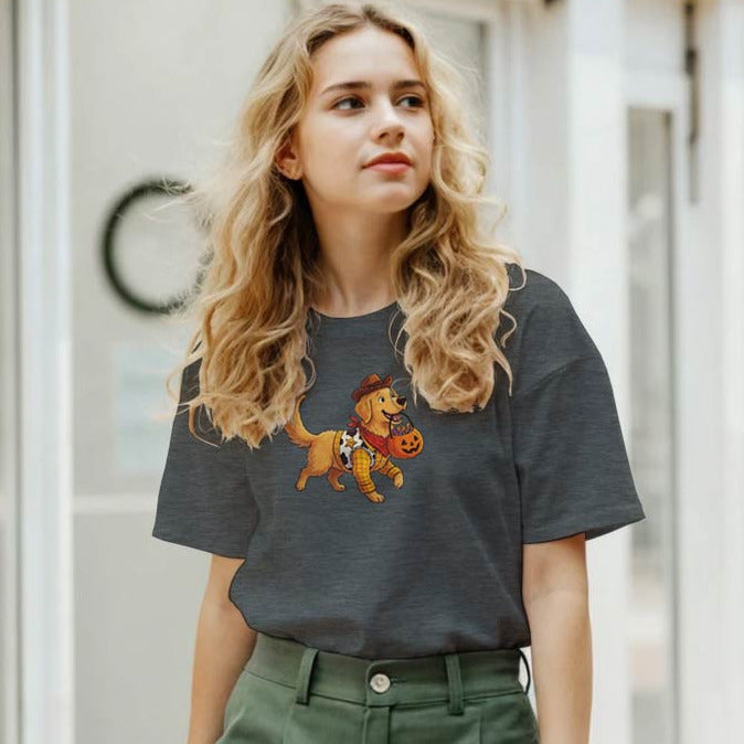 Golden Retriever Halloween T-Shirt grey