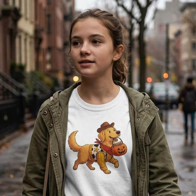 Golden Retriever Halloween T-Shirt white
