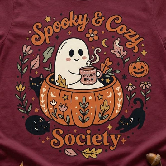 Spooky and Cozy Society maroon