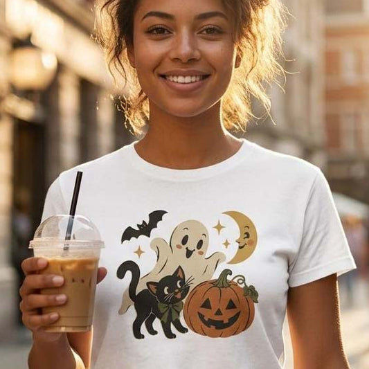 Vintage Boo Halloween T-Shirt white