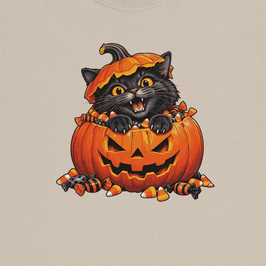 Halloween T-shirt pumpkin cat